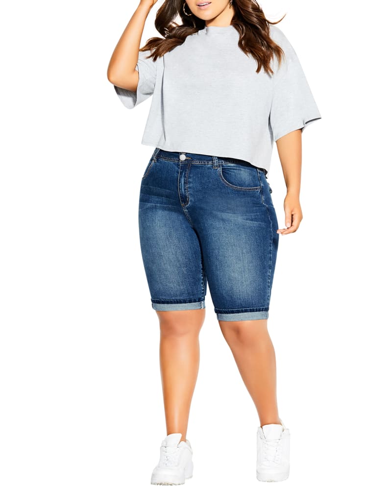 Plus size model wearing Renata Bermuda Shorts by City Chic | Dia&Co | dia_product_style_image_id:191058